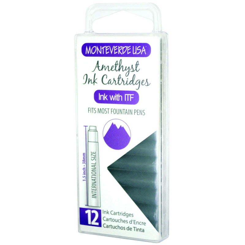 Monteverde USA International Standard Ink Cartridges - Amethyst - Rich Purple Ink for Elegant Writing, Compatible with Most Fountain Pens, 12-Pack Box - Image 3